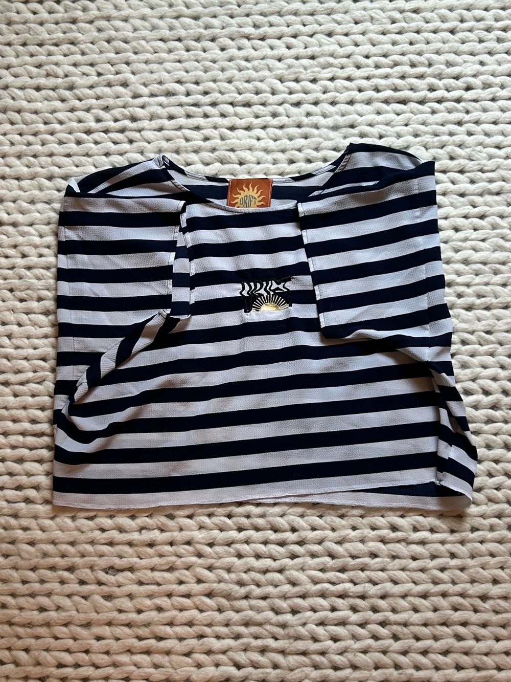 Striped Navy & White Womens Tee with Zebra Motif